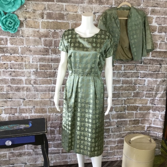 SOLD Vintage Silk Wiggle Dress with Matching Jacket - Picture 2 of 8